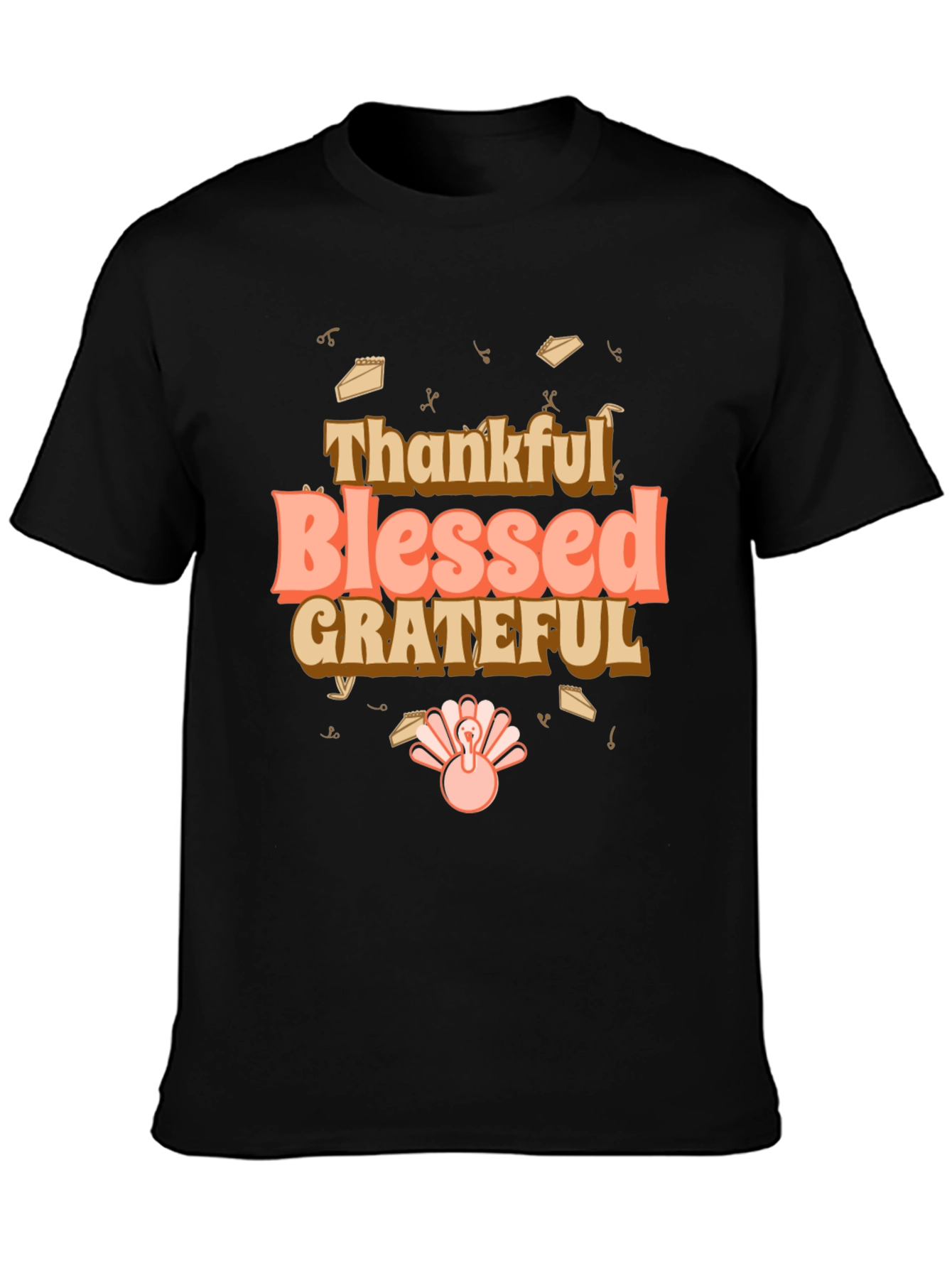 Thankful Blessed Grateful Thanksgiving Graphic Tee