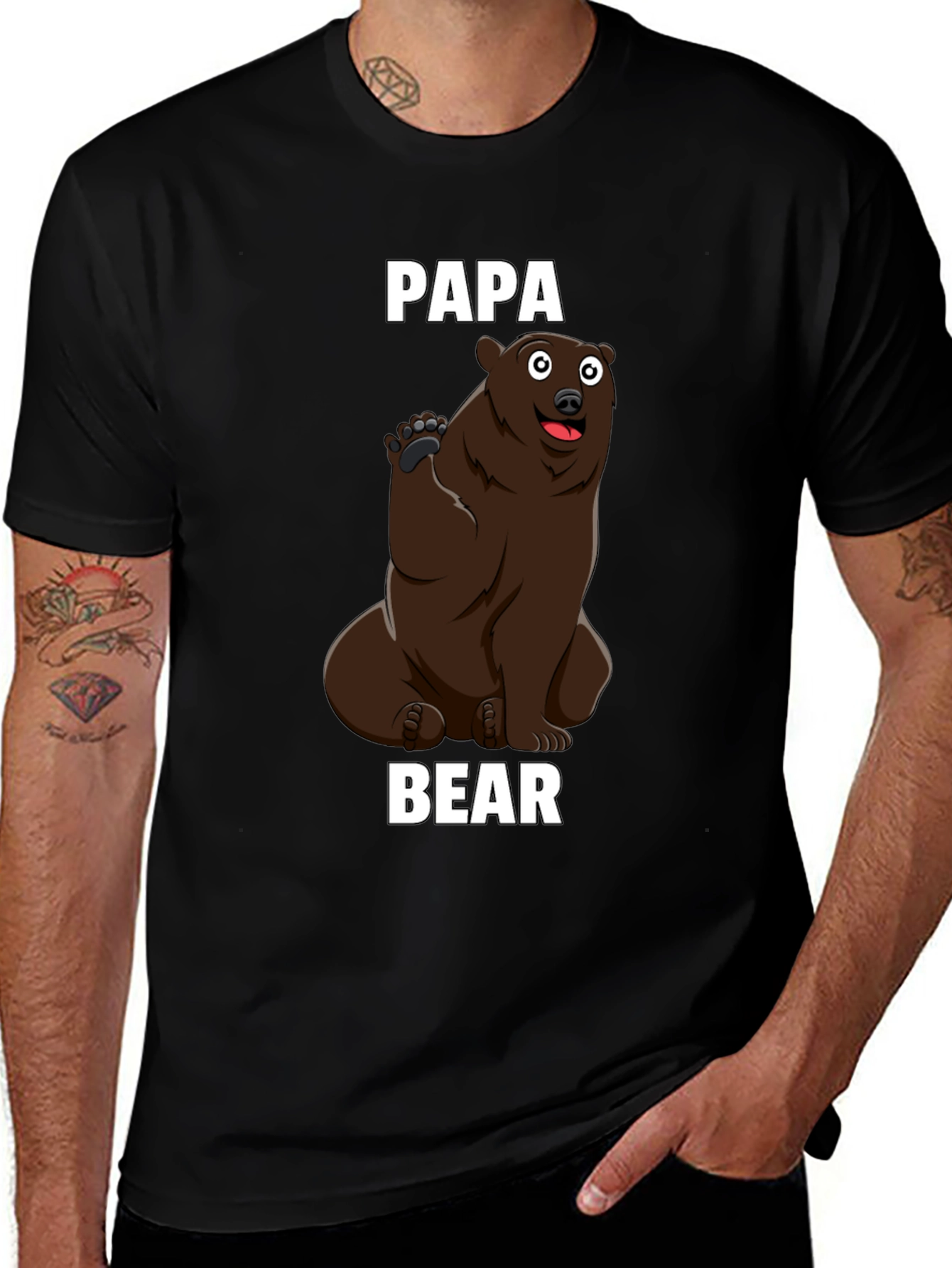 Papa Bear Graphic T-Shirt - Mens Black Tee