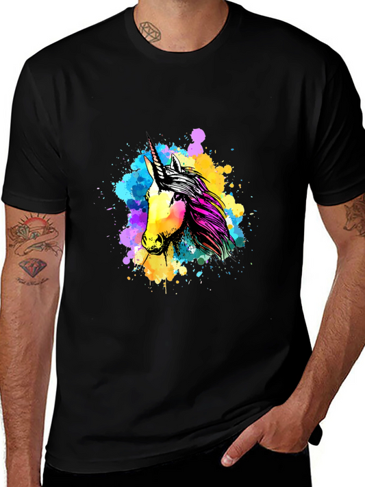 Unicorn Splash Graphic Tee - Mens Black T-Shirt