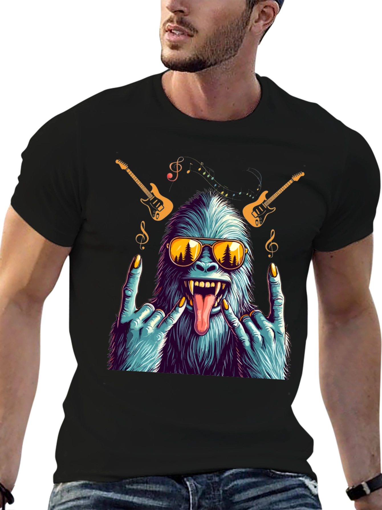 Rocking Yeti T-Shirt - Cool Monster Graphic Tee