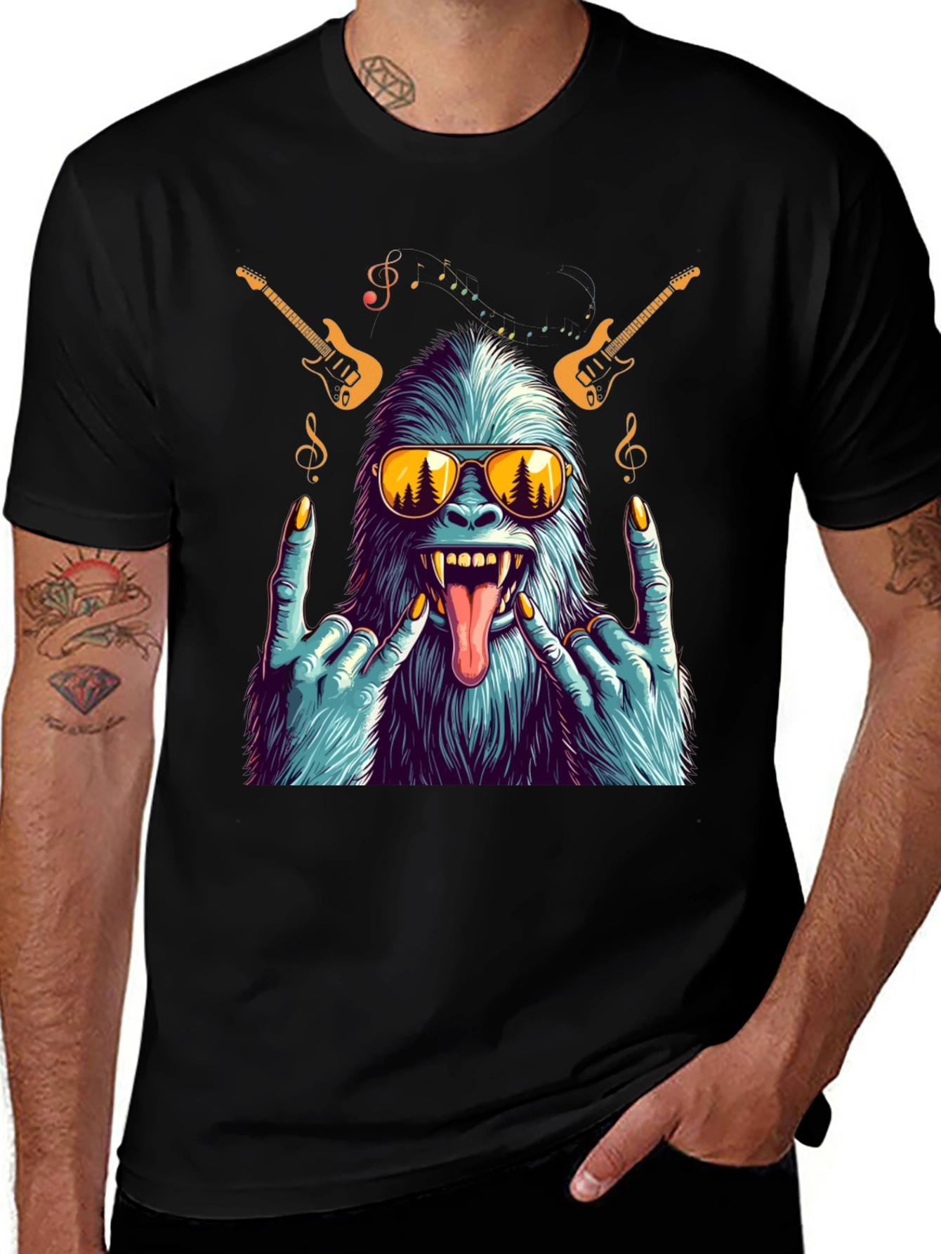 Rocking Yeti T-Shirt - Cool Monster Graphic Tee