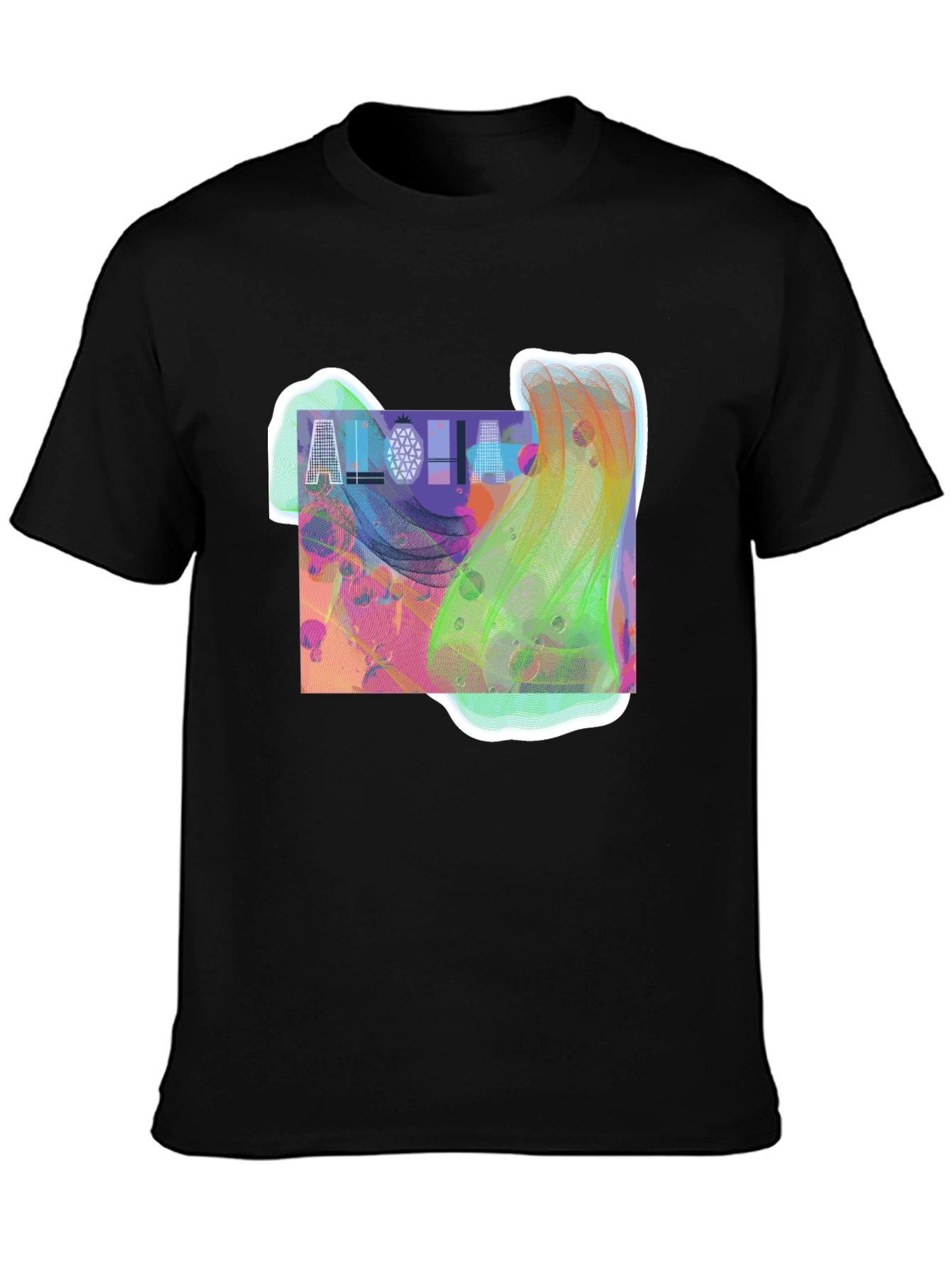 Aloha Graphic Print Black T-Shirt