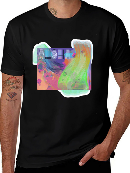 Aloha Graphic Print Black T-Shirt