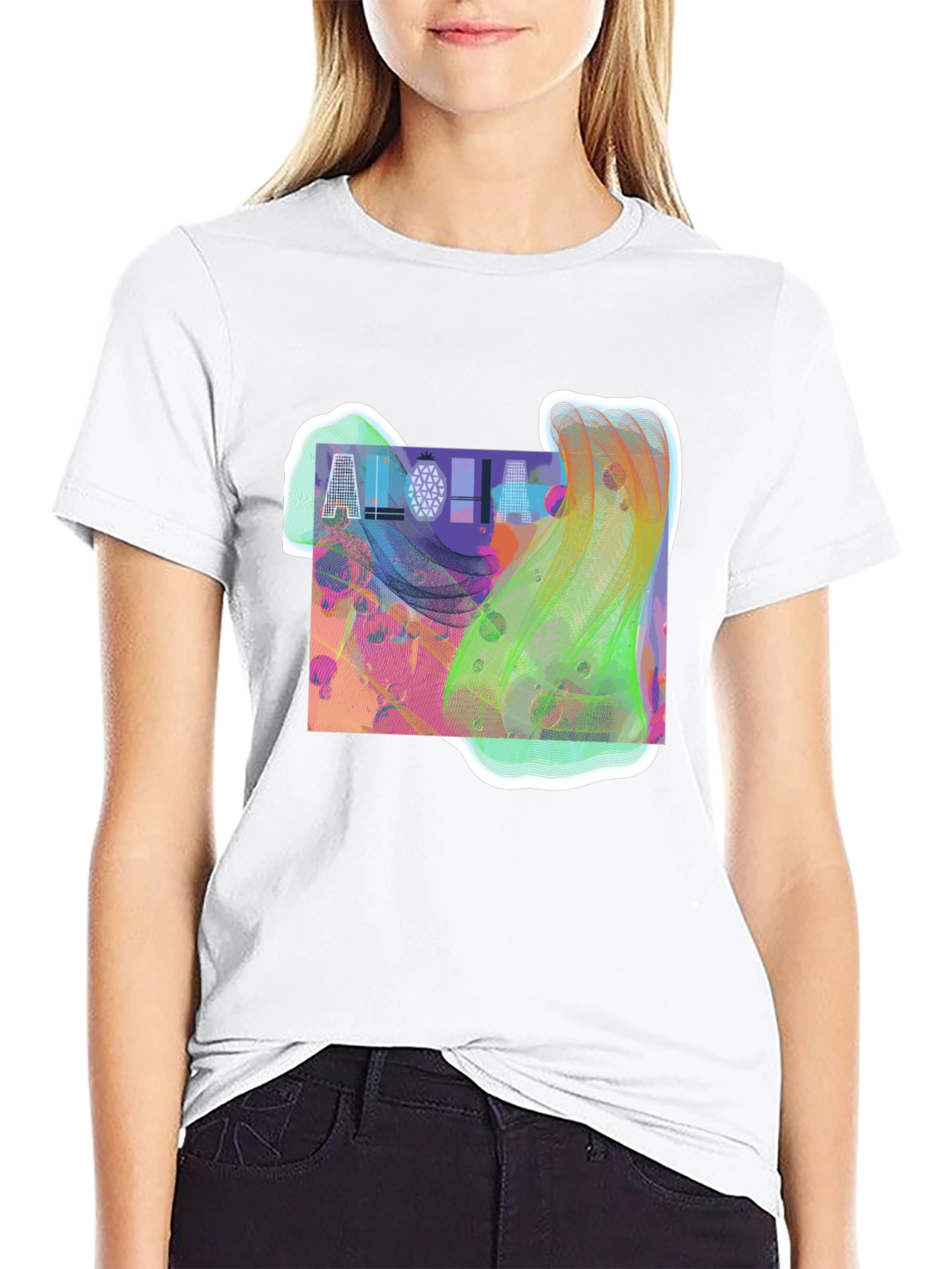 Aloha Graphic Print Black T-Shirt