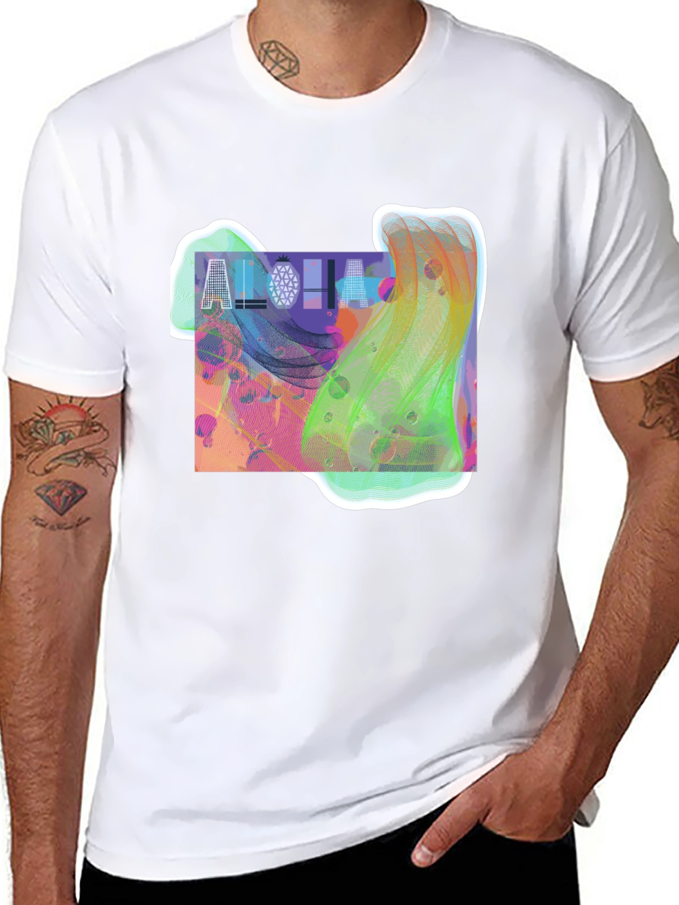 Aloha Graphic Print Black T-Shirt