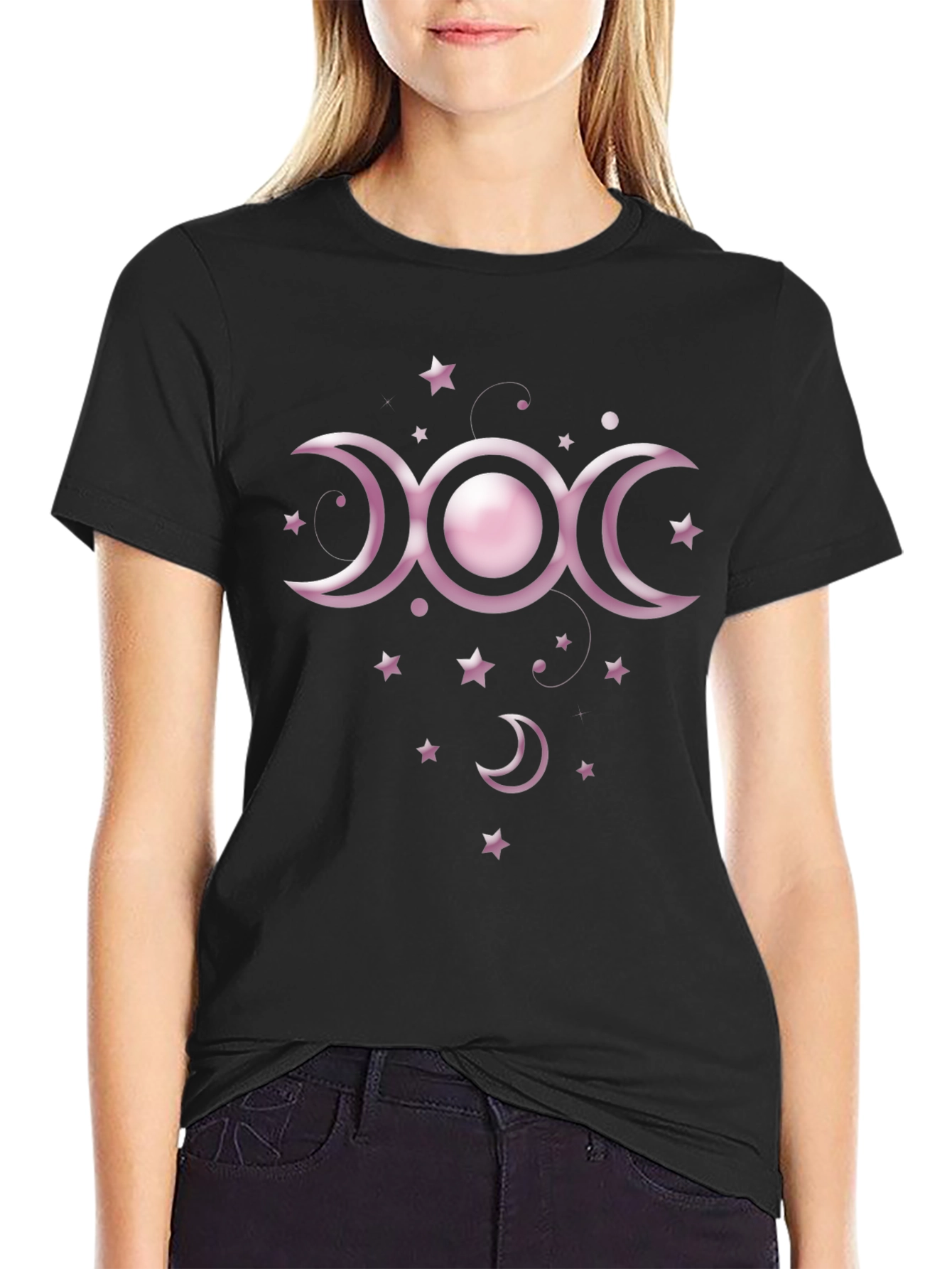 Triple Moon Goddess Black T-Shirt