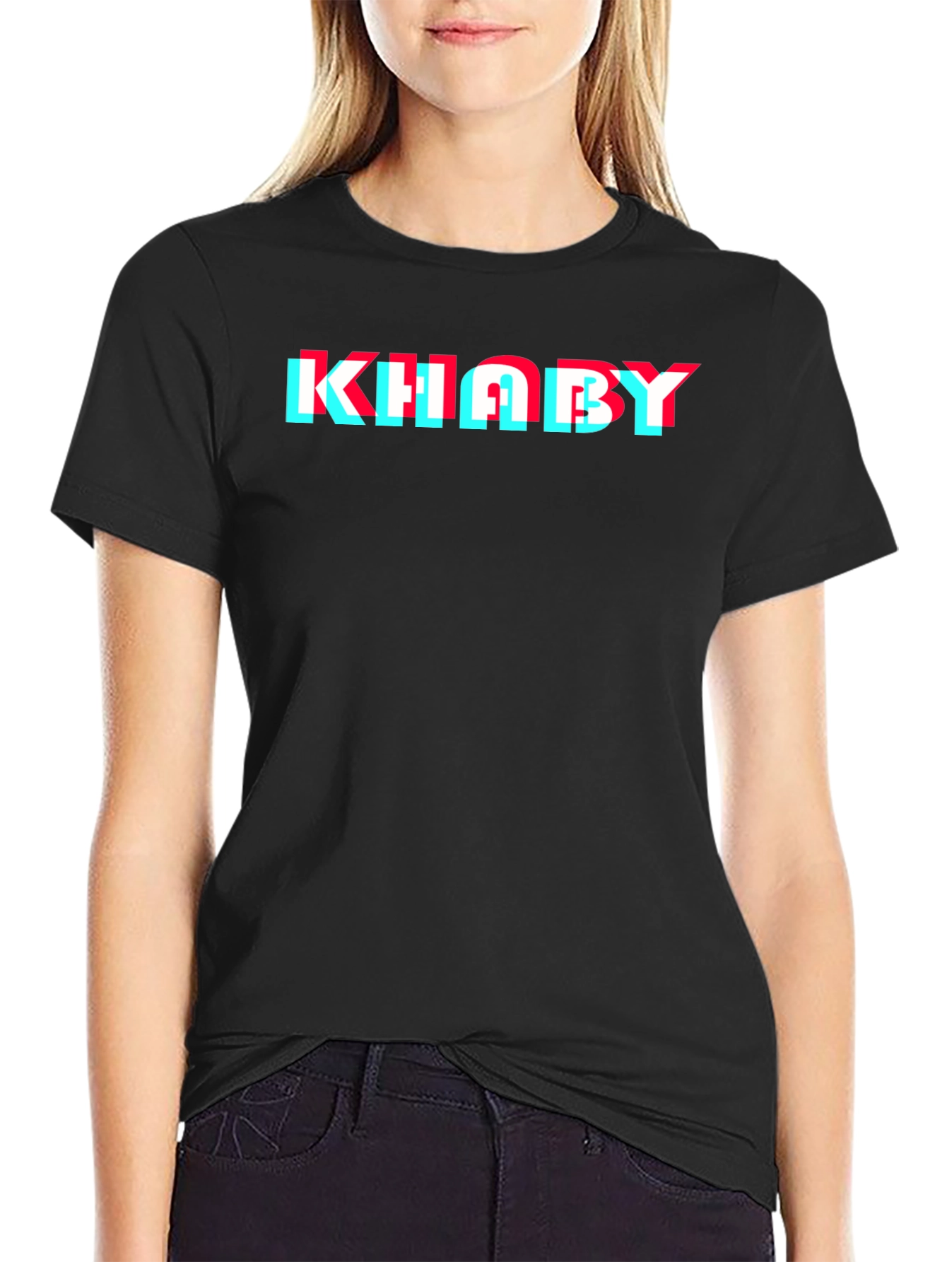 Khaby Glitch Graphic Tee - Black Cotton T-Shirt