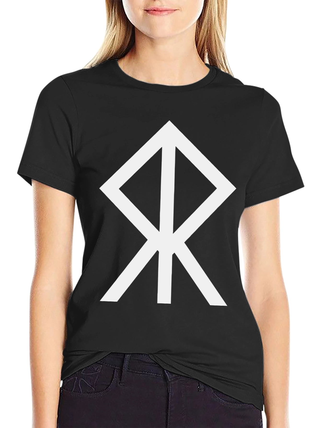 Black T-Shirt with White Bindrune Design
