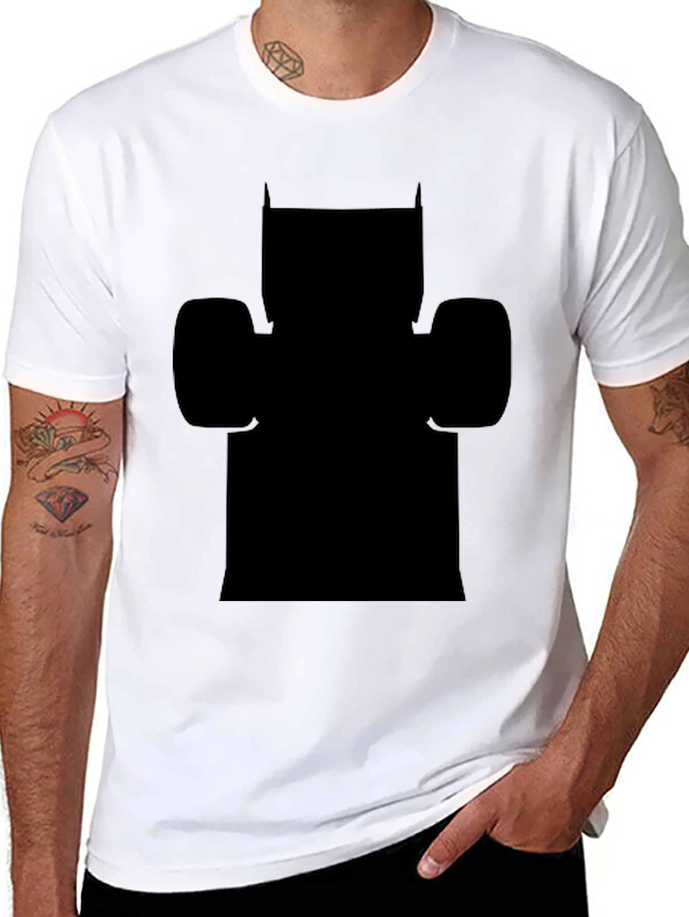 Mens Black Graphic Tee - Batman Silhouette