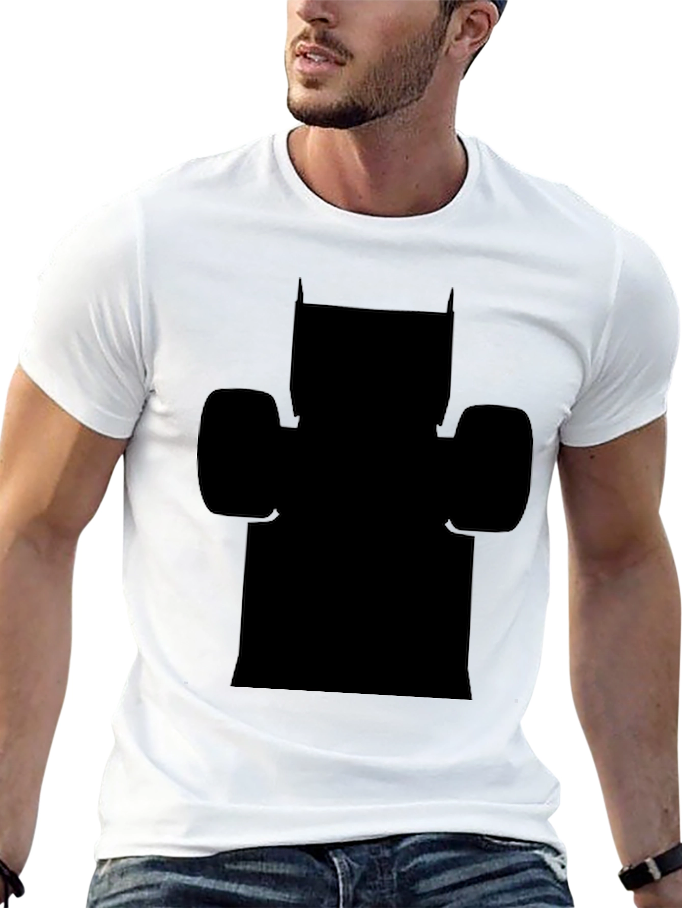 Mens Black Graphic Tee - Batman Silhouette