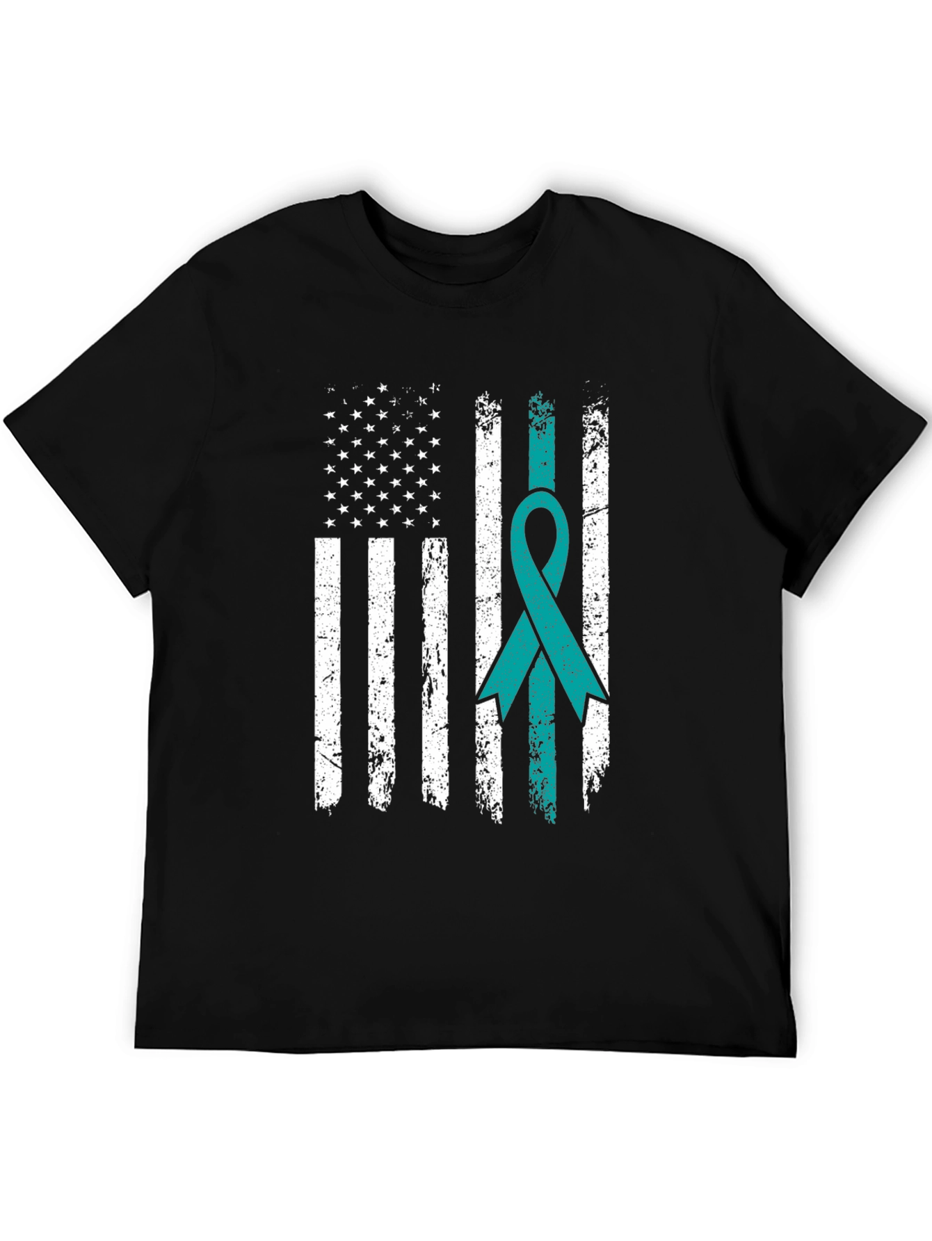 Distressed American Flag Awareness Ribbon T-Shirt