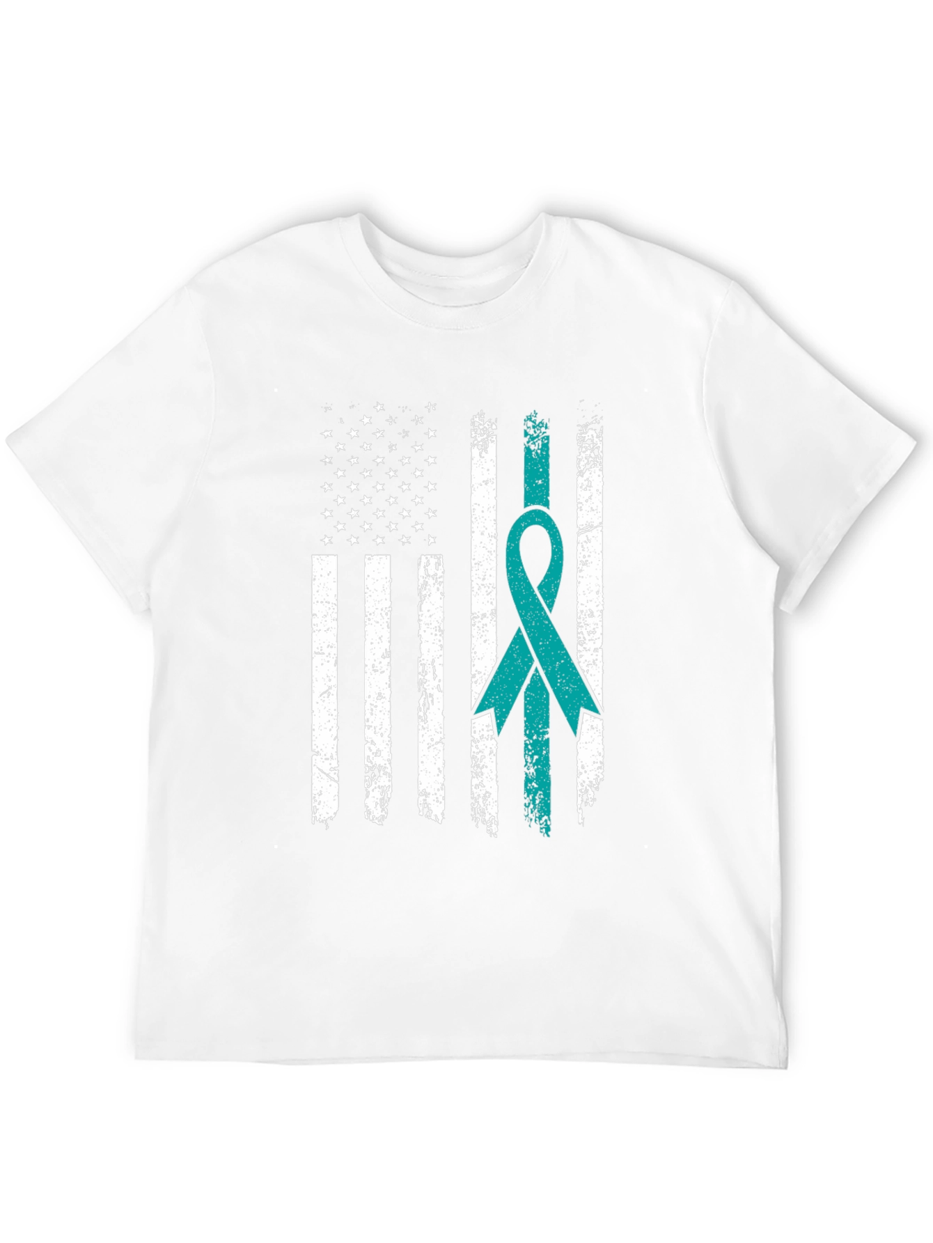 Distressed American Flag Awareness Ribbon T-Shirt