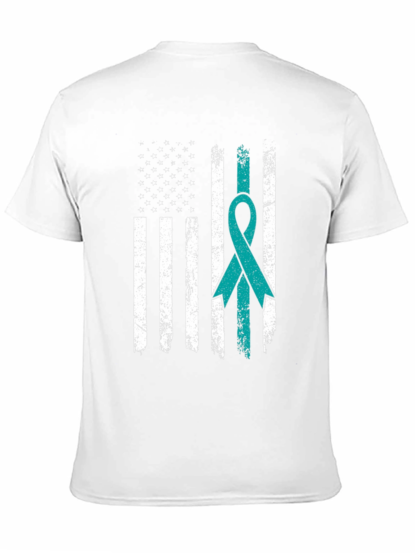 Distressed American Flag Awareness Ribbon T-Shirt