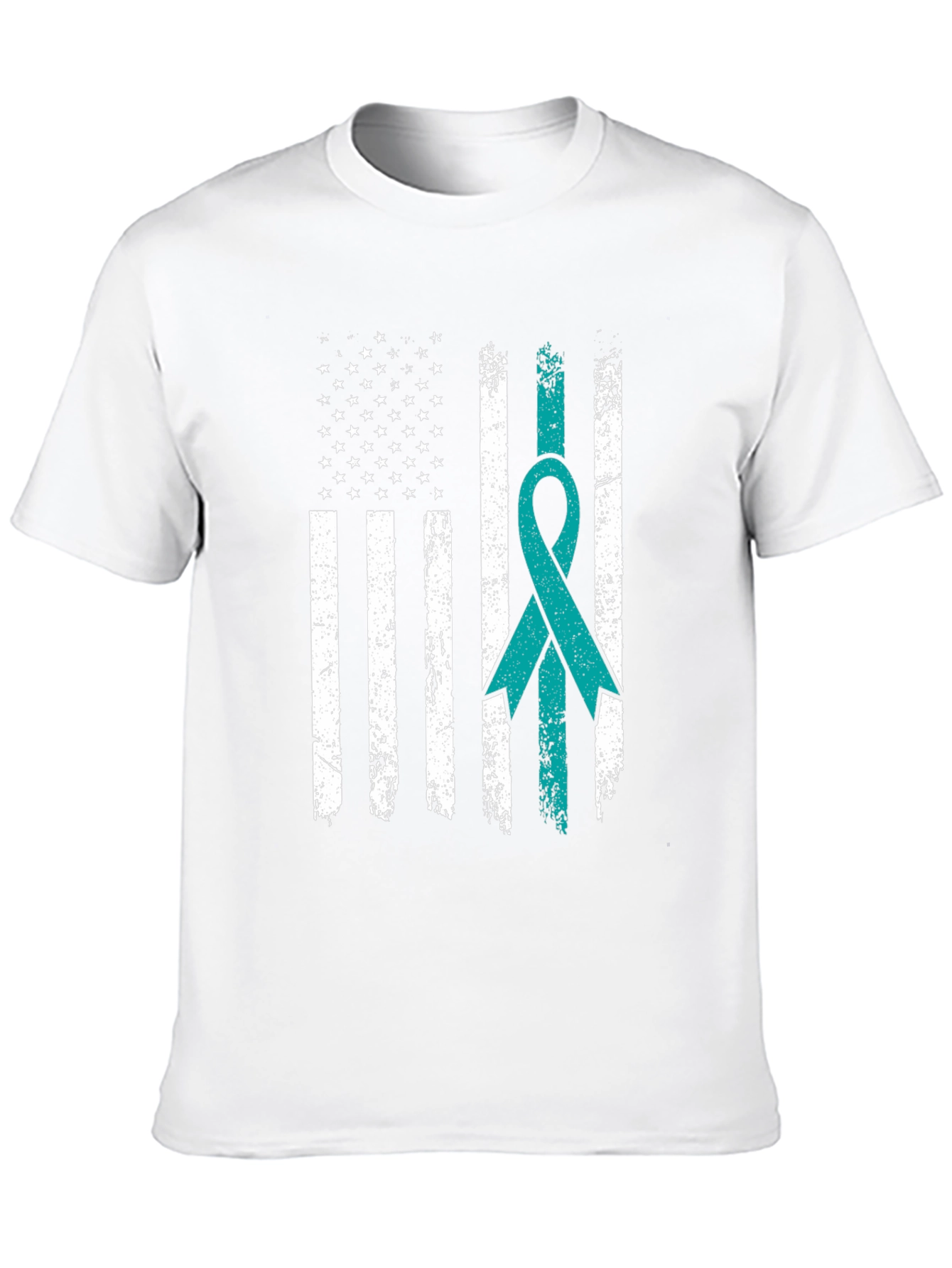 Distressed American Flag Awareness Ribbon T-Shirt