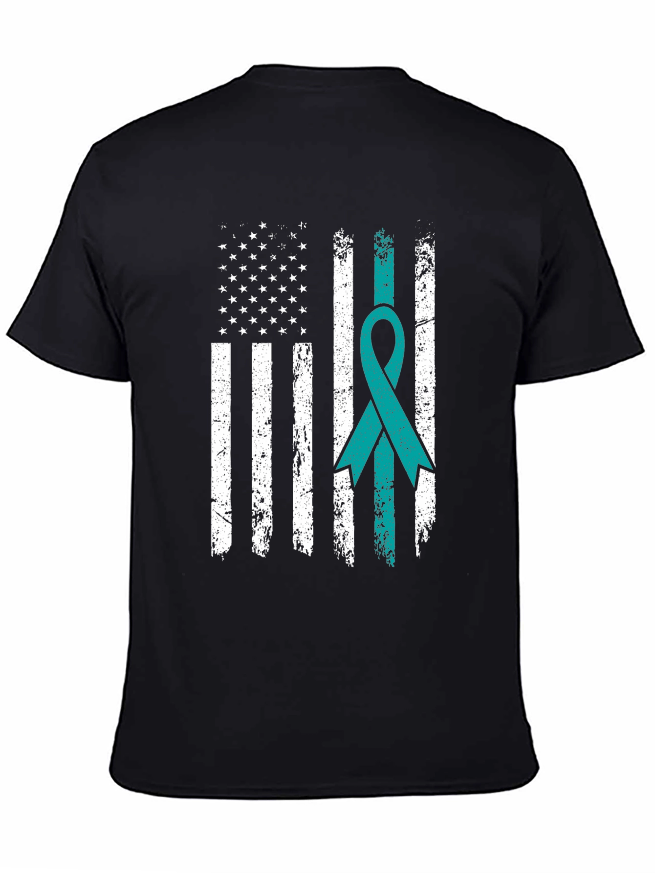 Distressed American Flag Awareness Ribbon T-Shirt