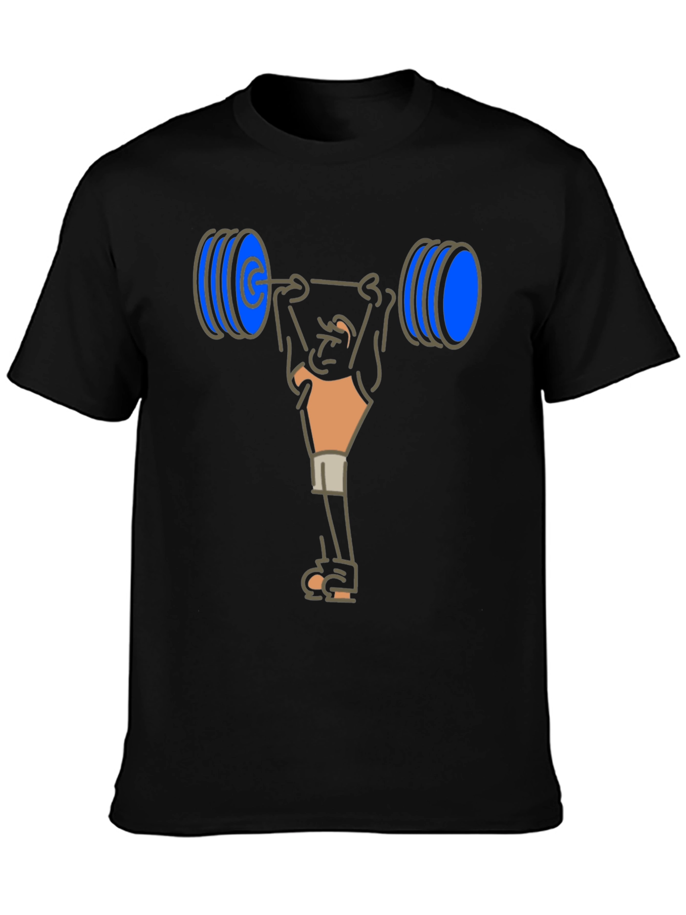 Weightlifter Cartoon T-Shirt - Black Cotton Tee