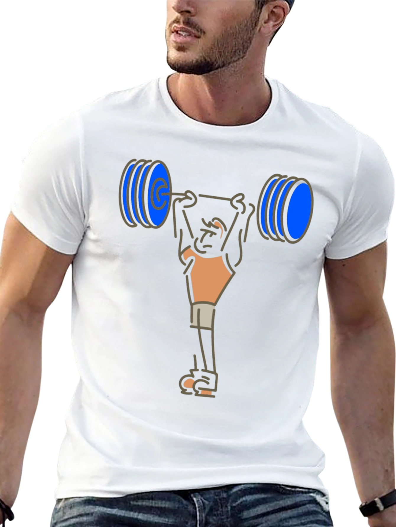 Weightlifter Cartoon T-Shirt - Black Cotton Tee
