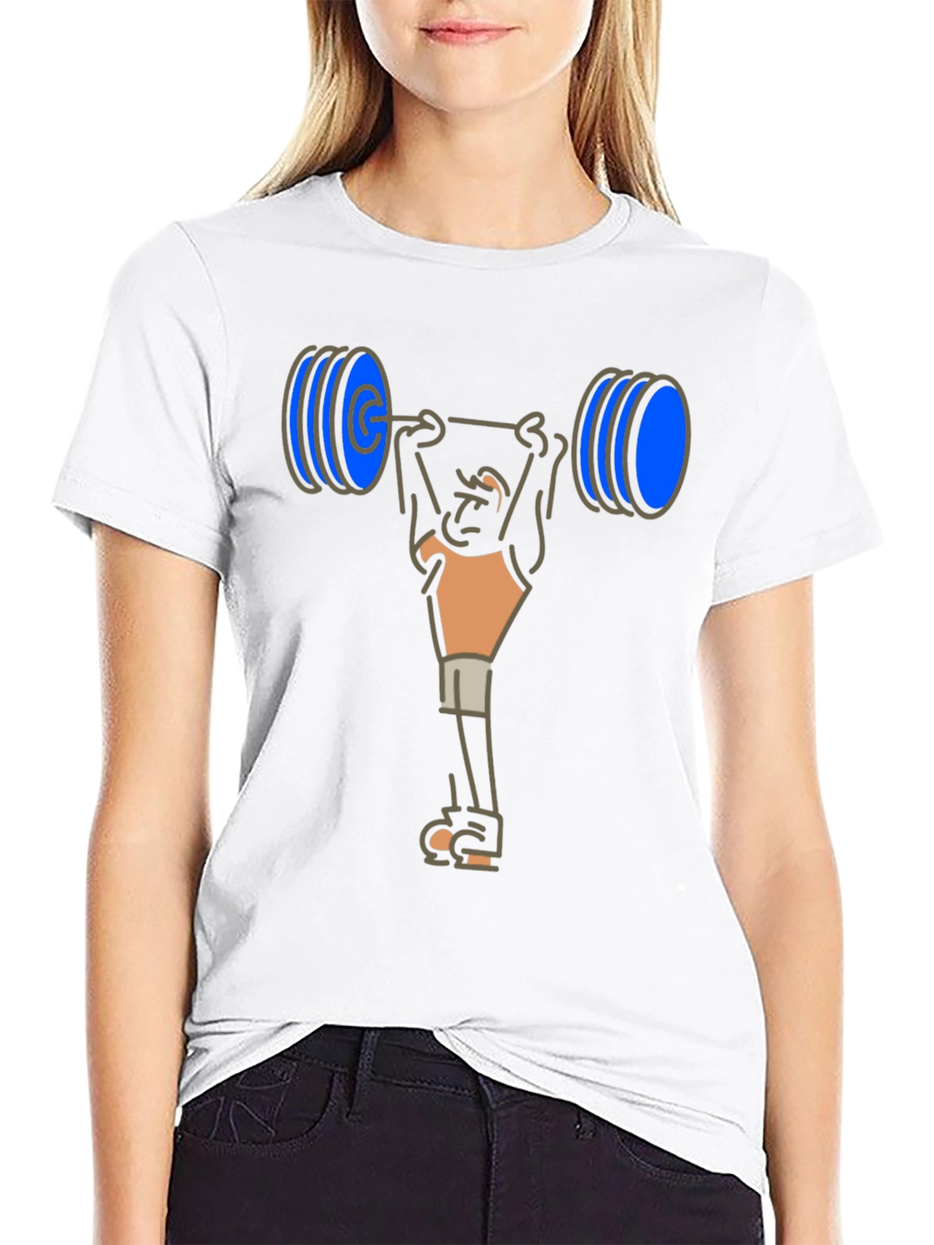 Weightlifter Cartoon T-Shirt - Black Cotton Tee
