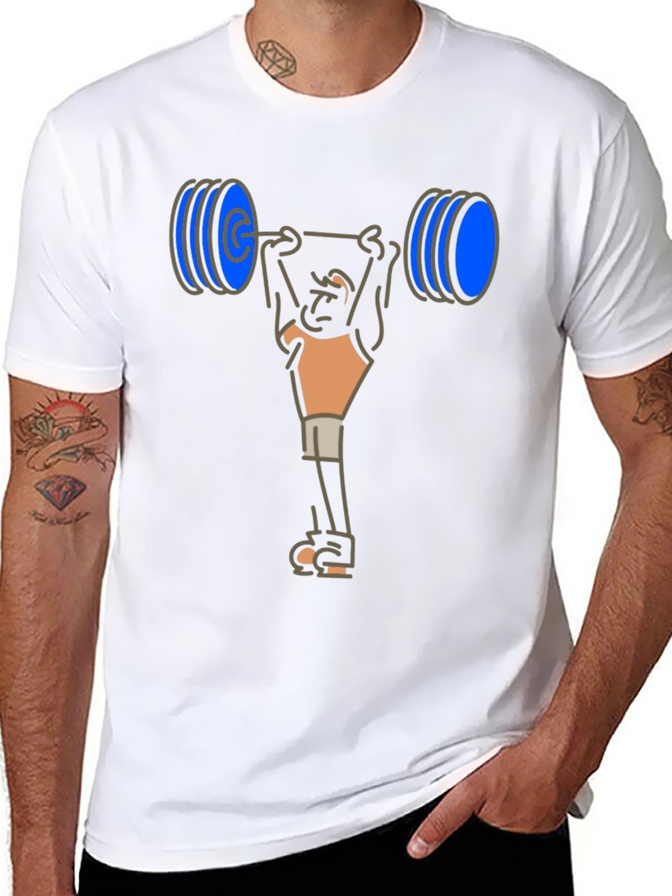 Weightlifter Cartoon T-Shirt - Black Cotton Tee