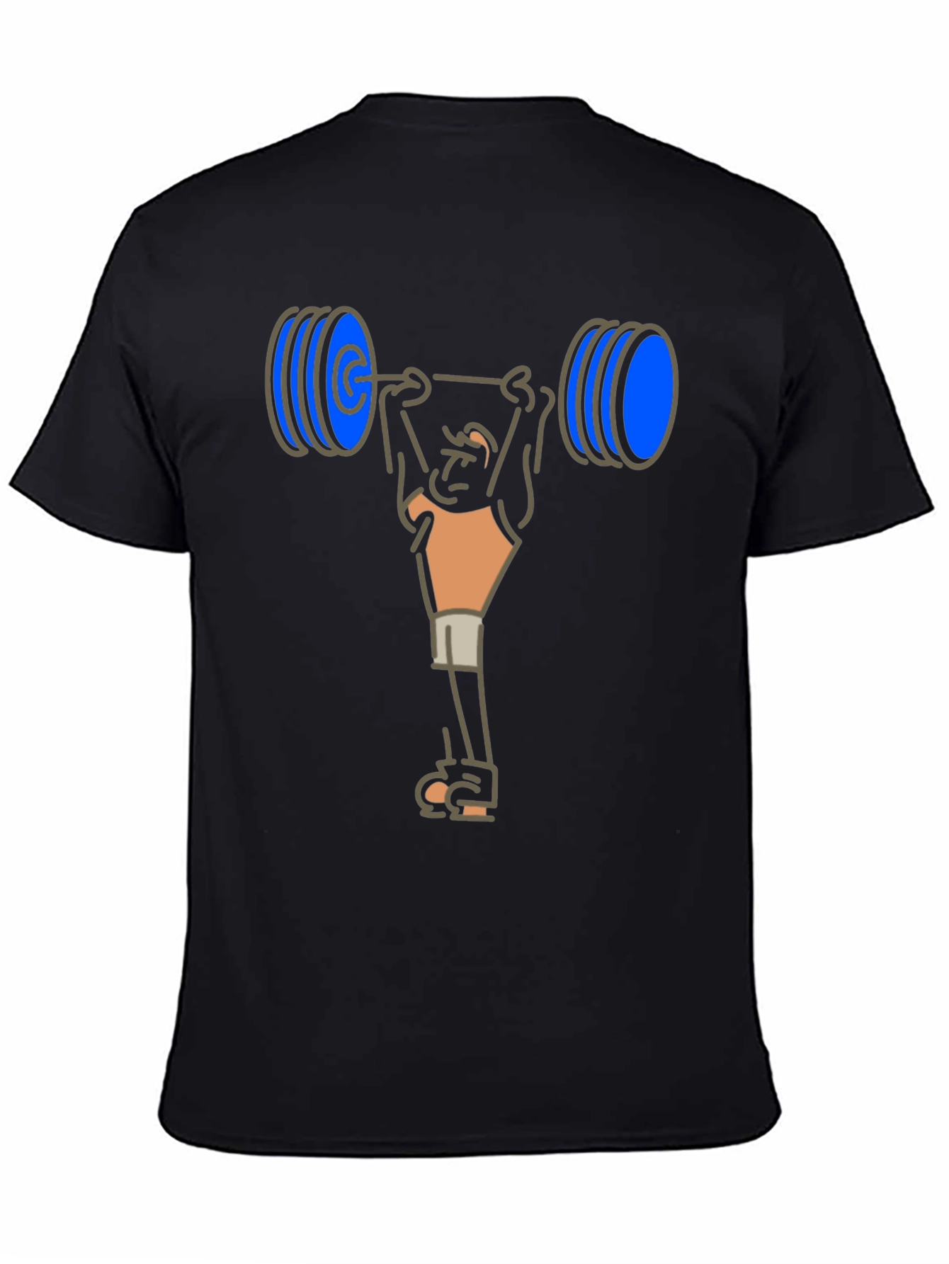 Weightlifter Cartoon T-Shirt - Black Cotton Tee