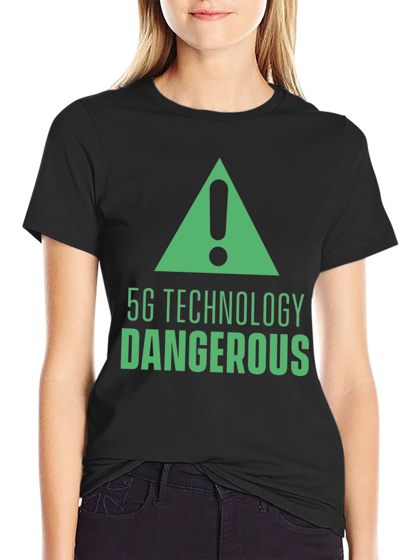 5G Technology Dangerous Graphic Tee - Black T-Shirt