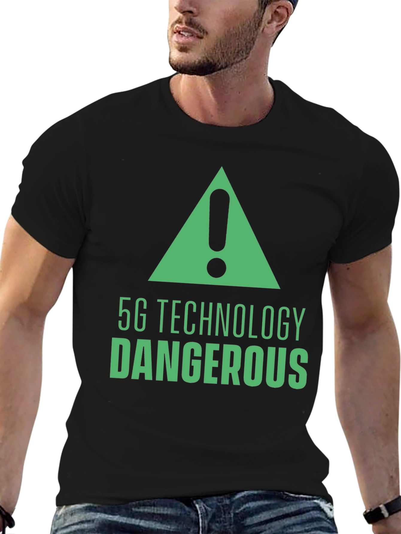5G Technology Dangerous Graphic Tee - Black T-Shirt