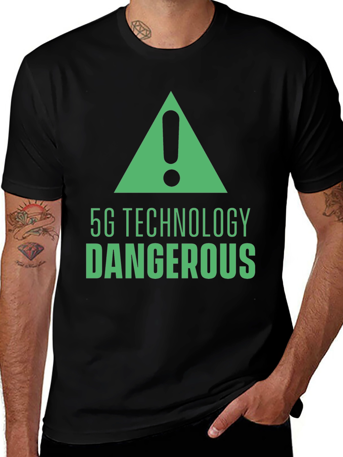 5G Technology Dangerous Graphic Tee - Black T-Shirt