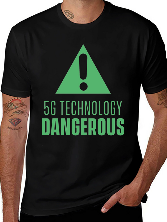 5G Technology Dangerous Graphic Tee - Black T-Shirt