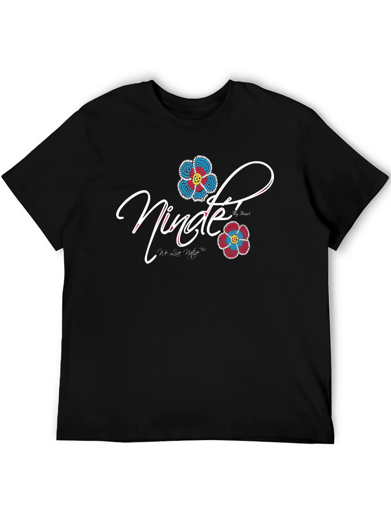 Nindee Black T-Shirt with Floral Design