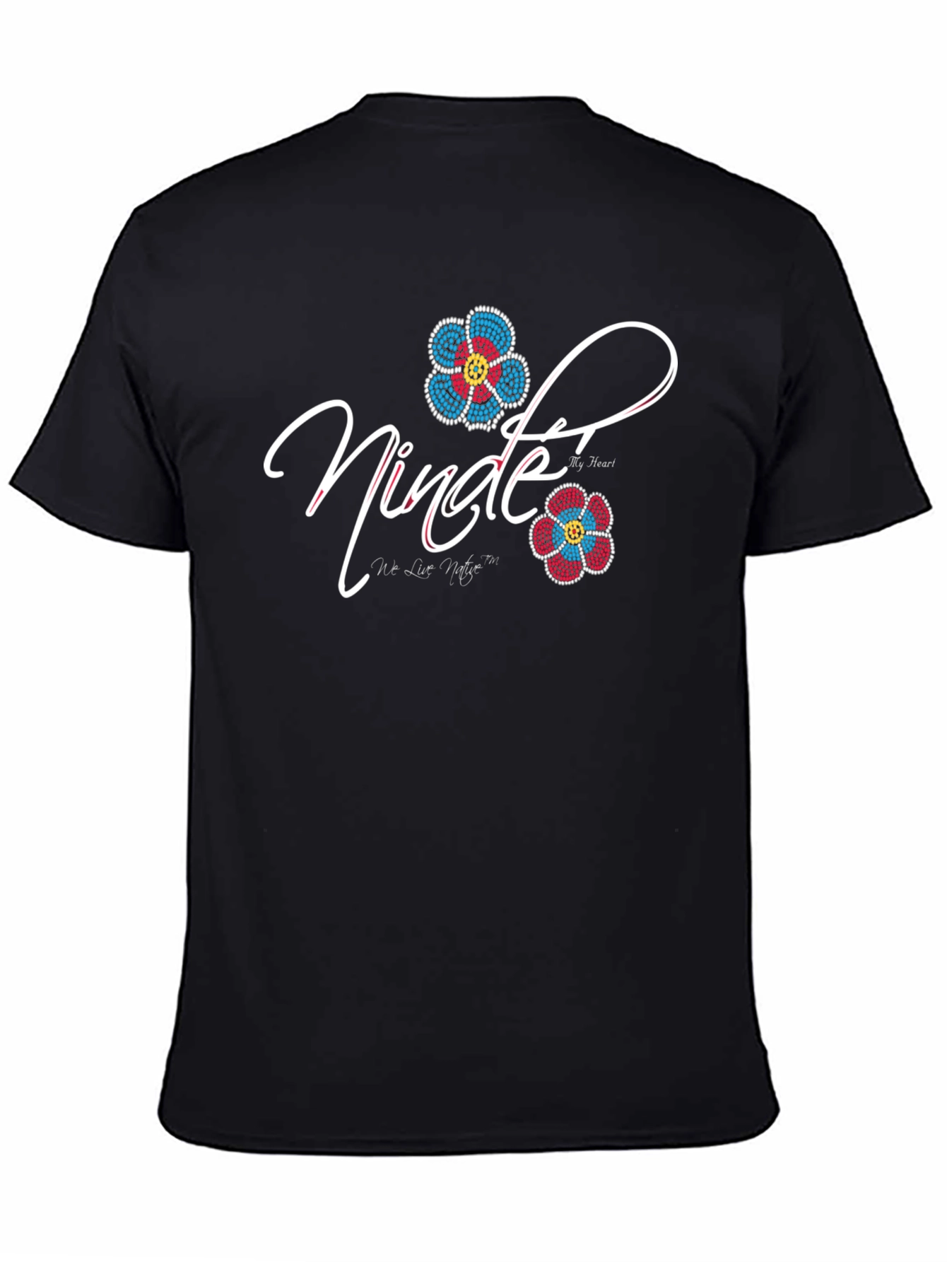 Nindee Black T-Shirt with Floral Design
