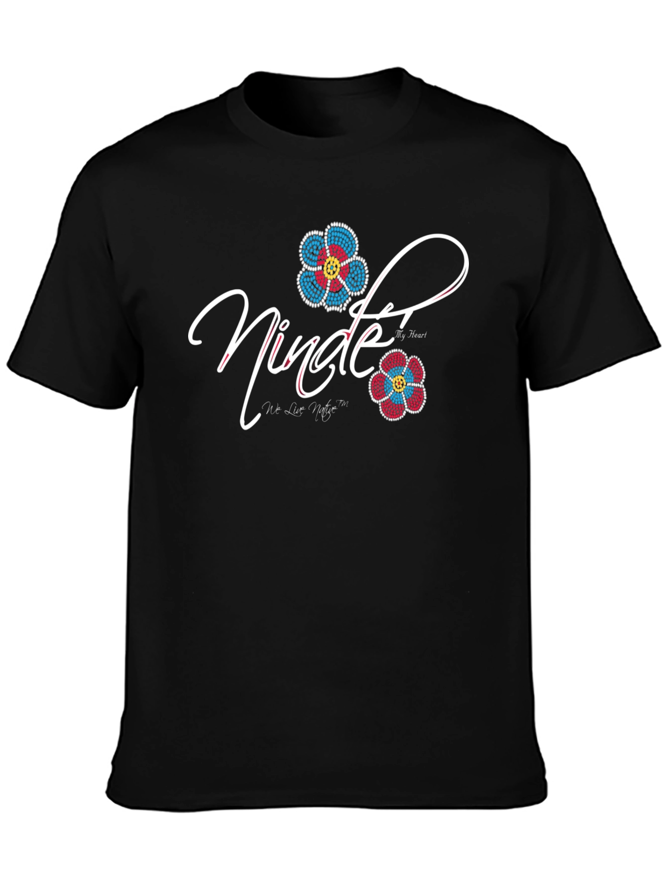 Nindee Black T-Shirt with Floral Design