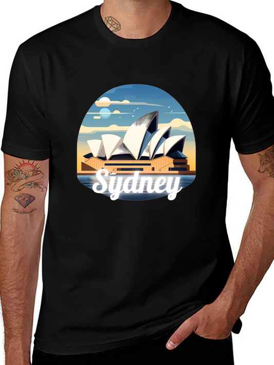 Sydney Opera House Graphic Tee - Black Cotton T-Shirt