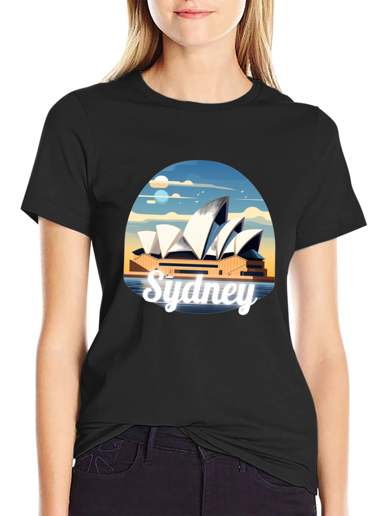 Sydney Opera House Graphic Tee - Black Cotton T-Shirt