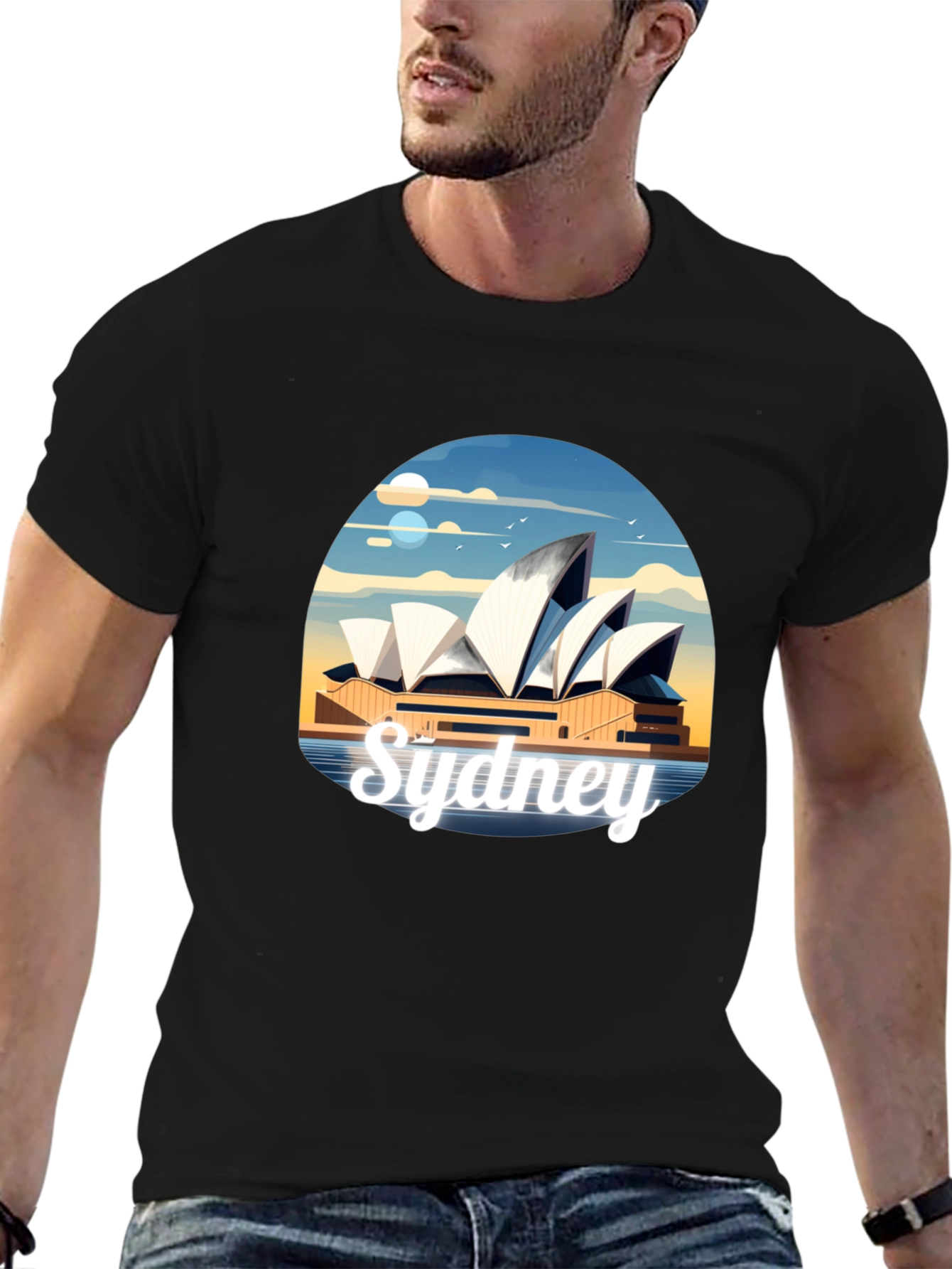 Sydney Opera House Graphic Tee - Black Cotton T-Shirt