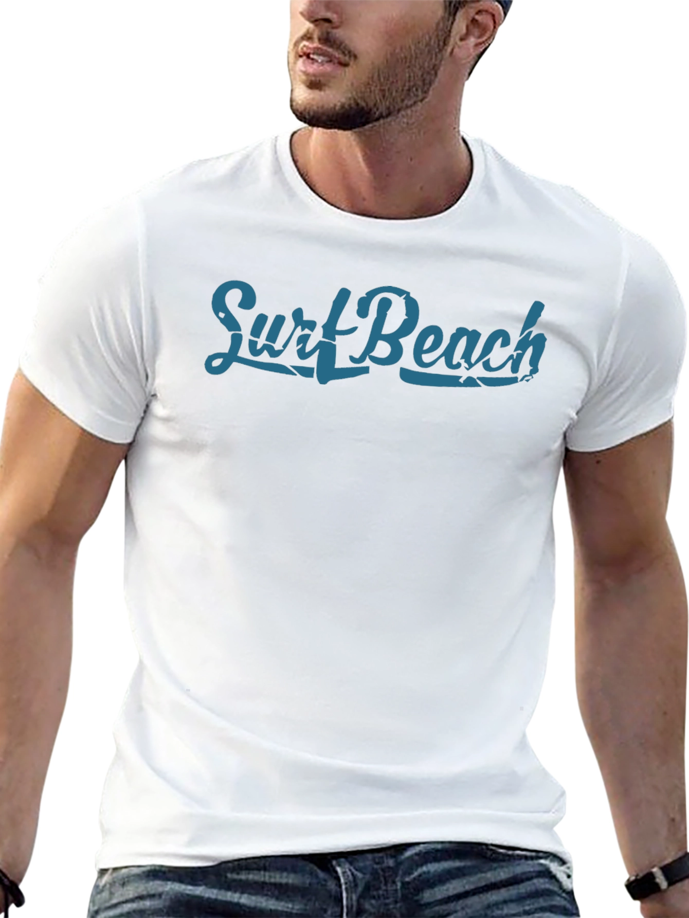 Surf Beach Graphic Tee - Premium Black Cotton T-Shirt