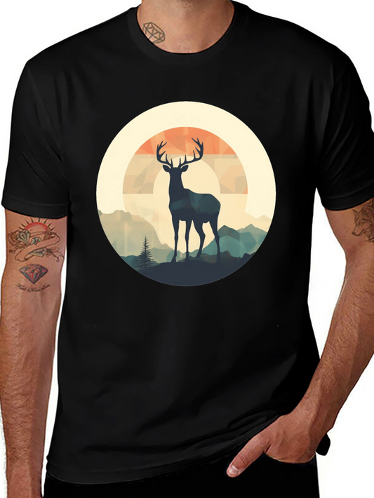 Deer Silhouette Graphic Tee - Black