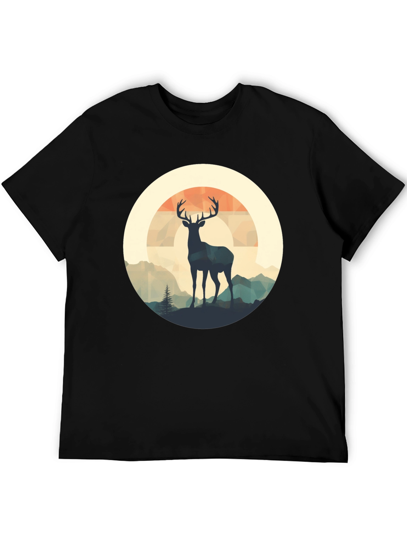 Deer Silhouette Graphic Tee - Black