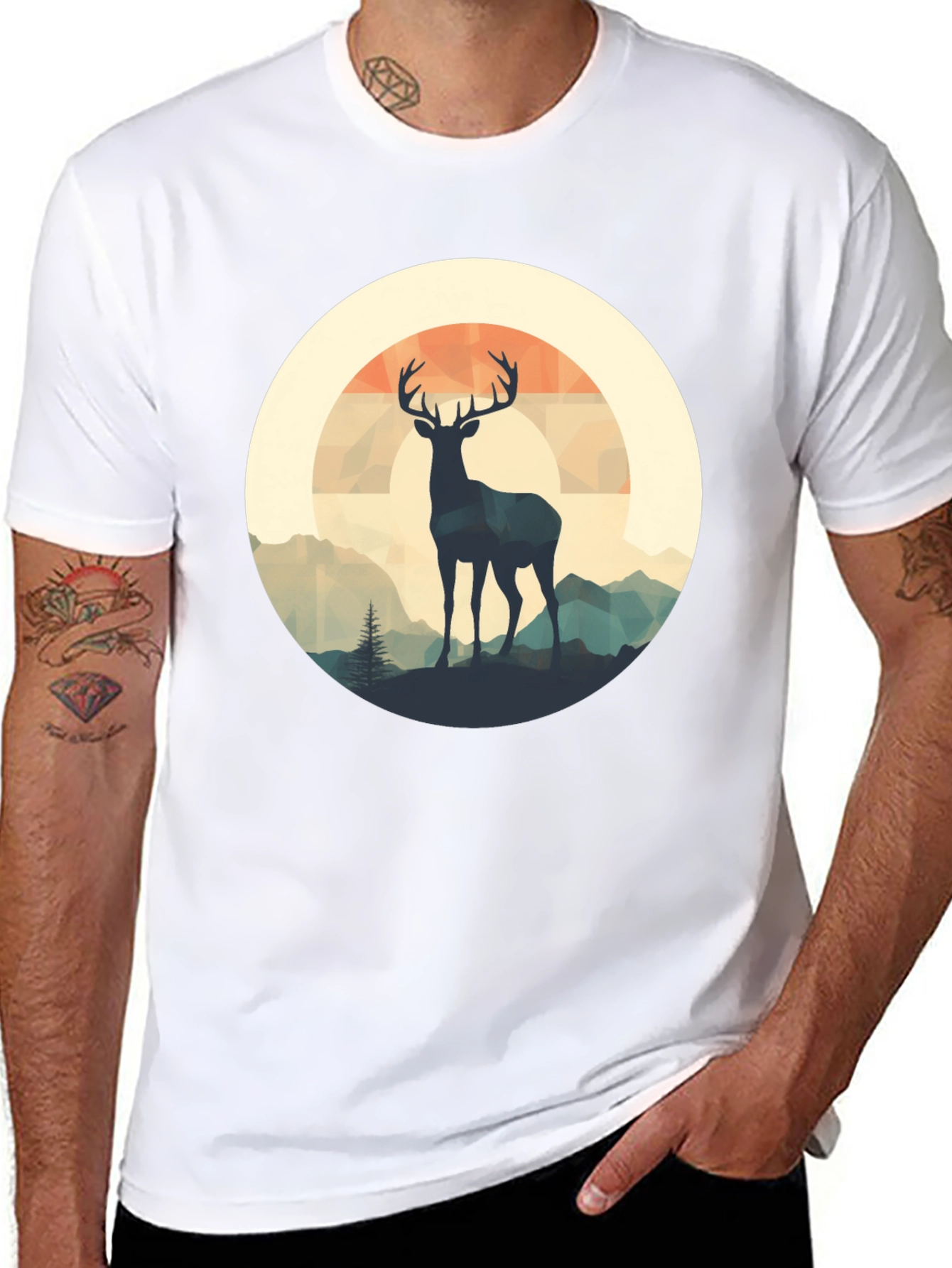 Deer Silhouette Graphic Tee - Black