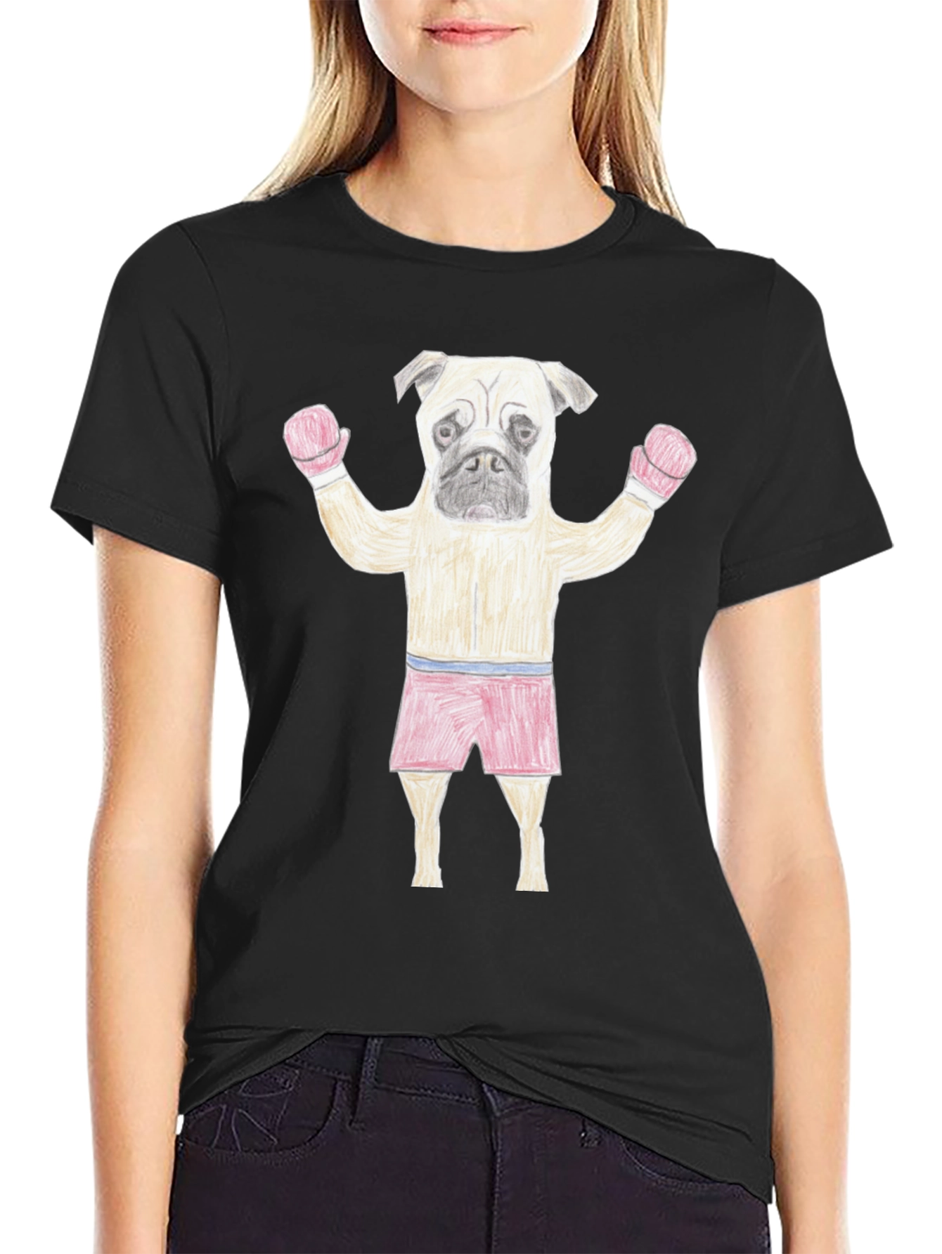 Pug Boxer Black T-Shirt - Funny Animal Tee