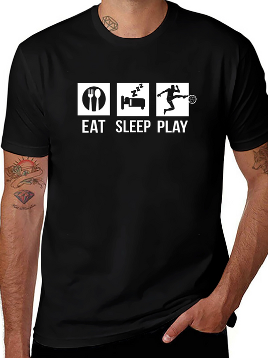 Eat Sleep Play Graphic Tee - Soccer Fan Edition