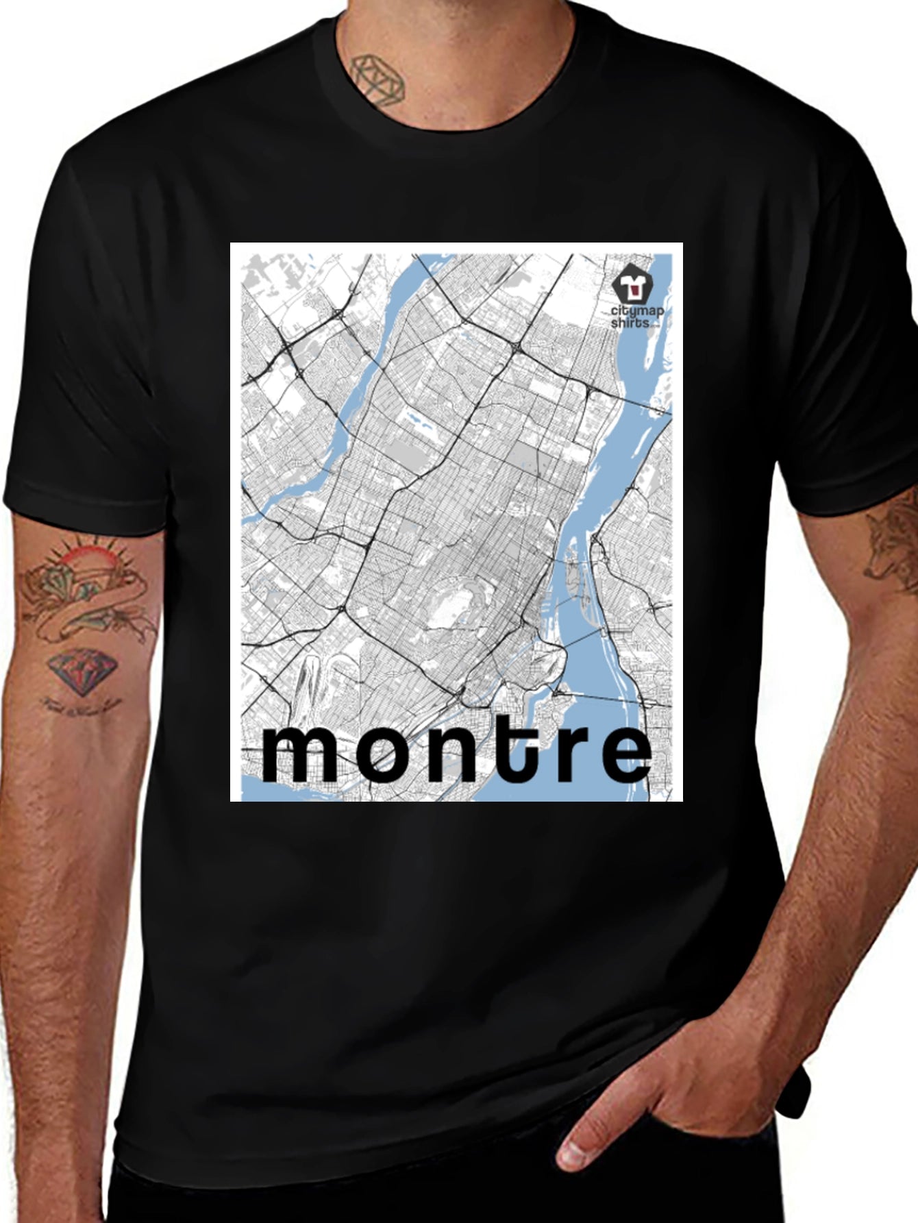 Montreal City Map T-Shirt - Black