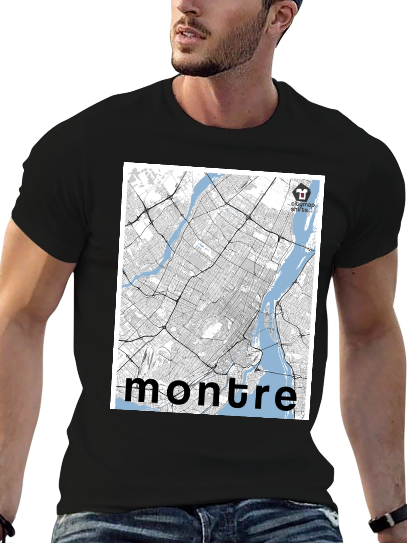 Montreal City Map T-Shirt - Black