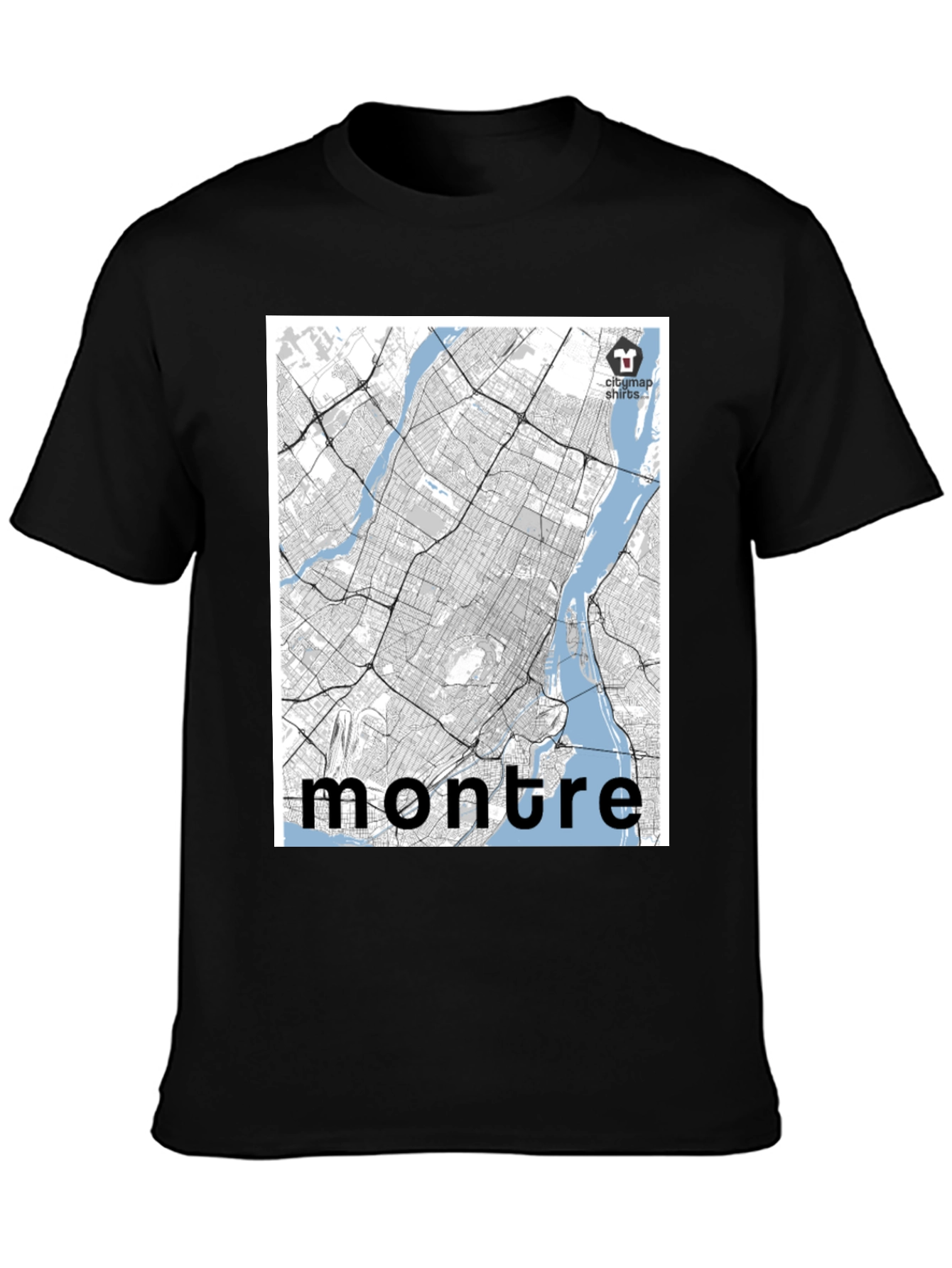 Montreal City Map T-Shirt - Black