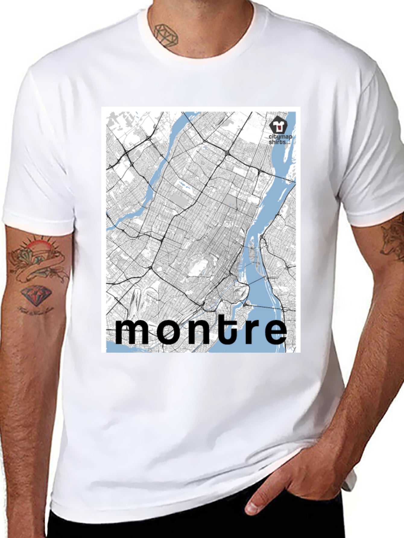 Montreal City Map T-Shirt - Black