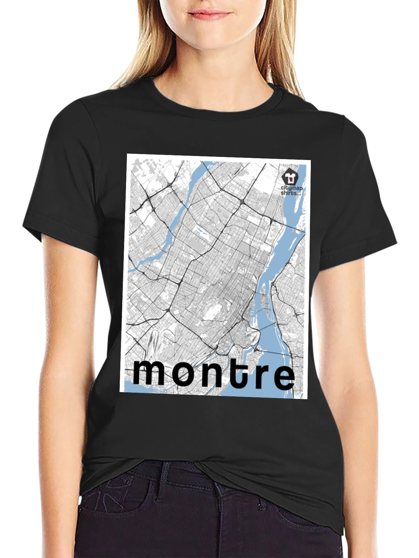 Montreal City Map T-Shirt - Black