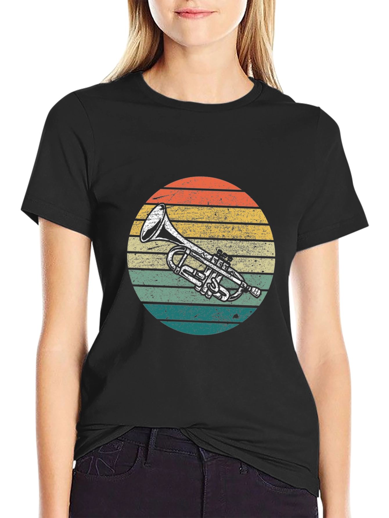 Retro Trumpet Sunset Graphic Tee