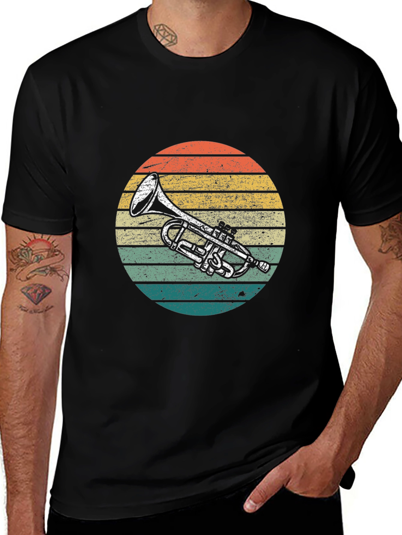 Retro Trumpet Sunset Graphic Tee