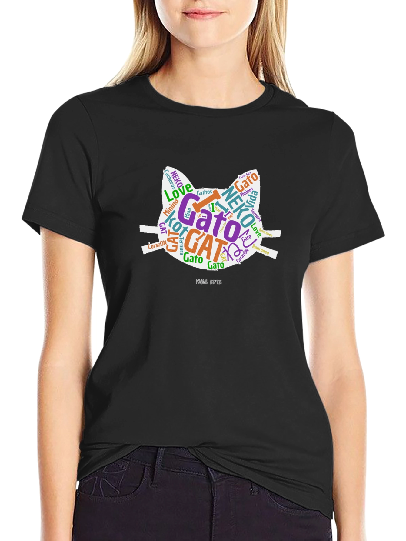 Cat Word Art T-Shirt - Stylish Graphic Tee