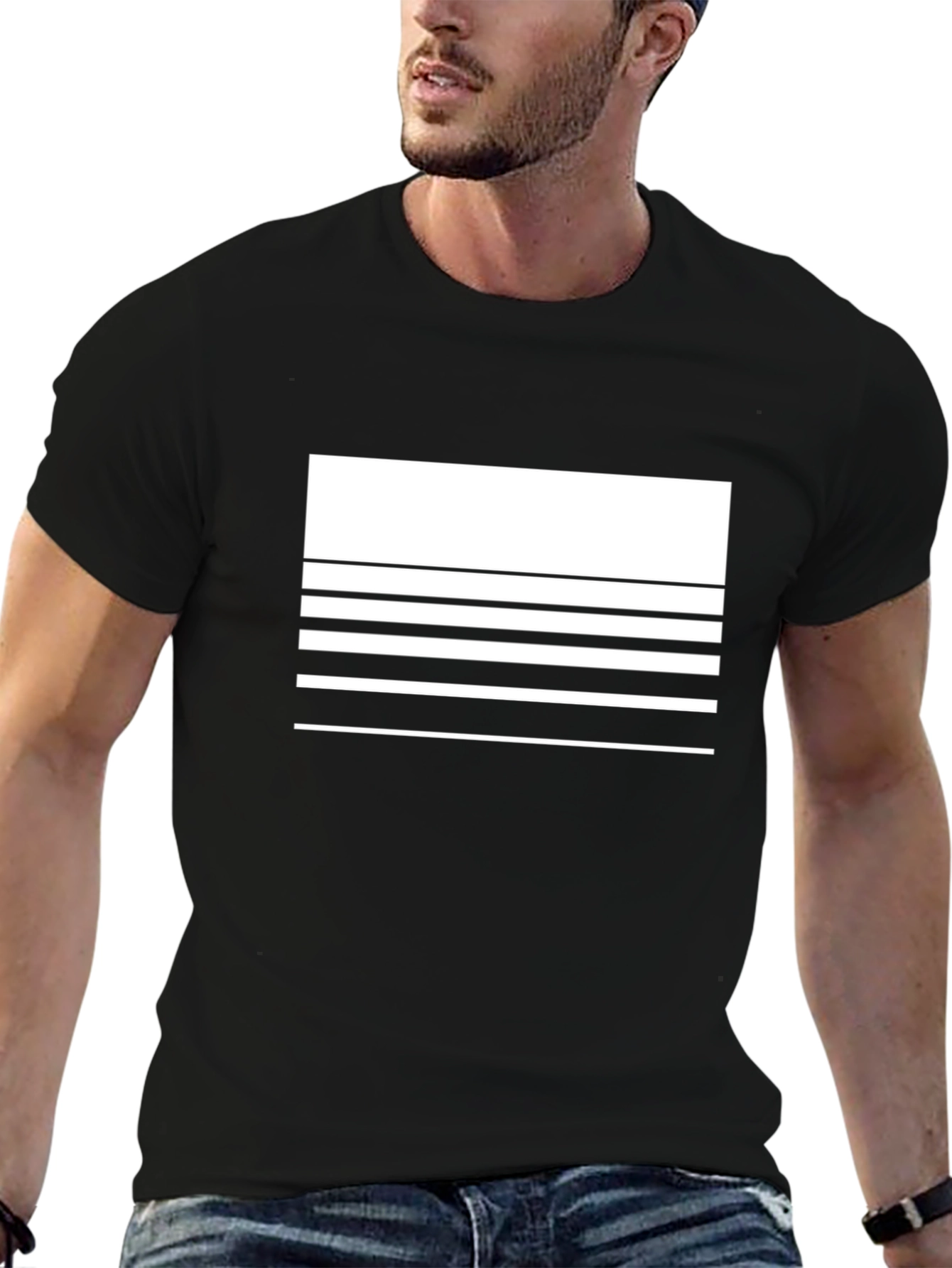 Modern Stripe Graphic T-Shirt - Black