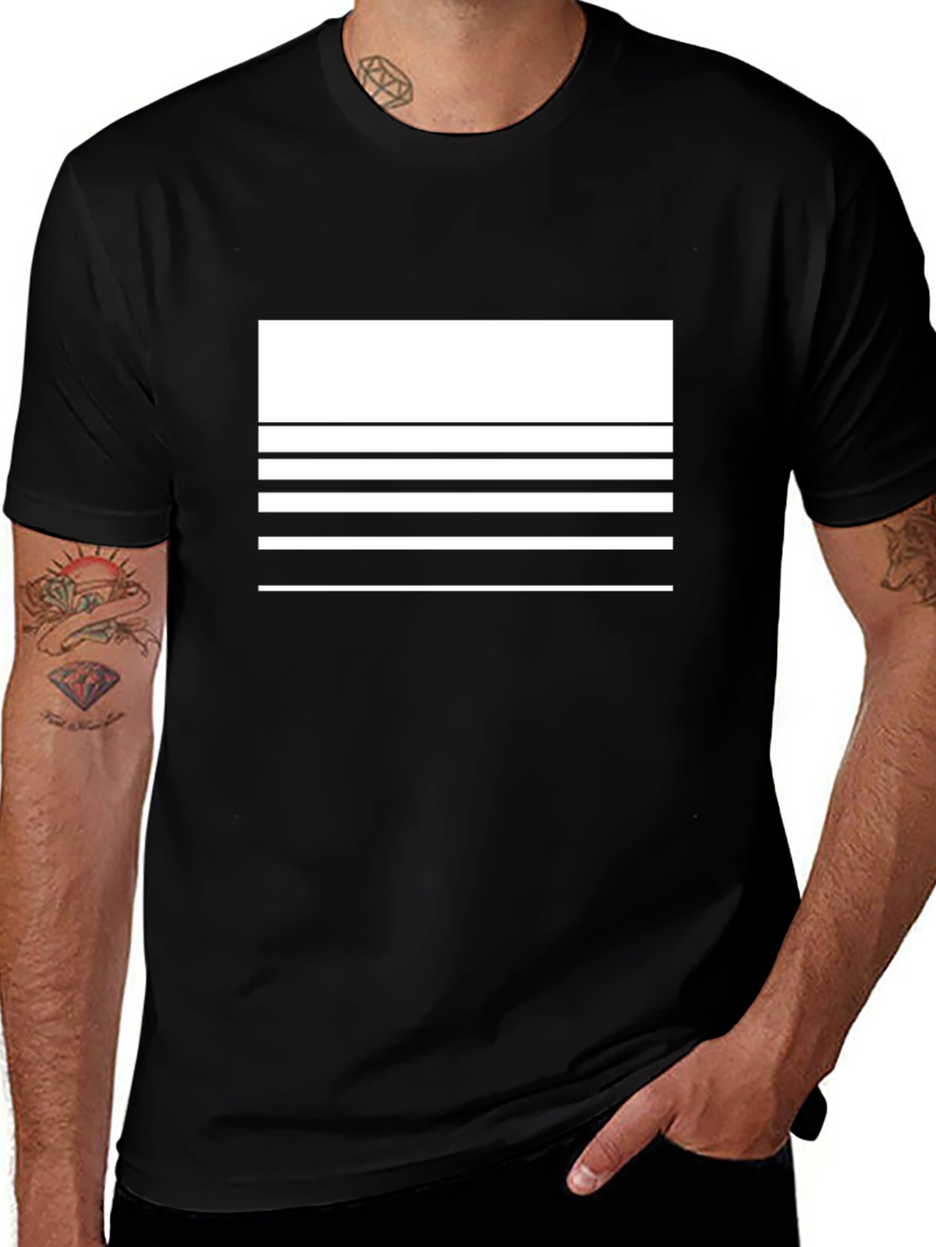 Modern Stripe Graphic T-Shirt - Black